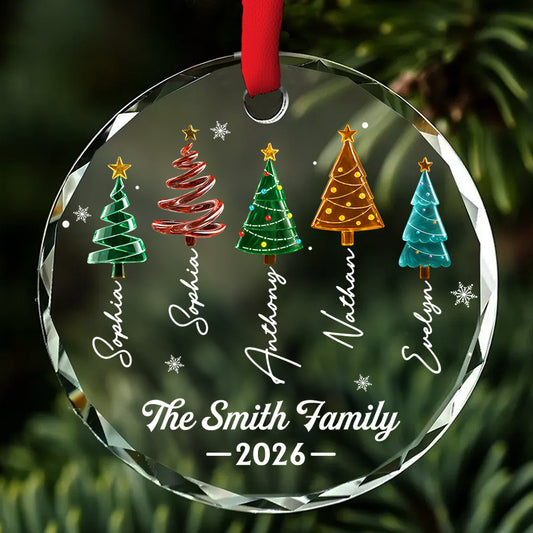 Custom Family Ornament, Christmas Gift for Family Members •  Season Love - Personalized Glass Ornament