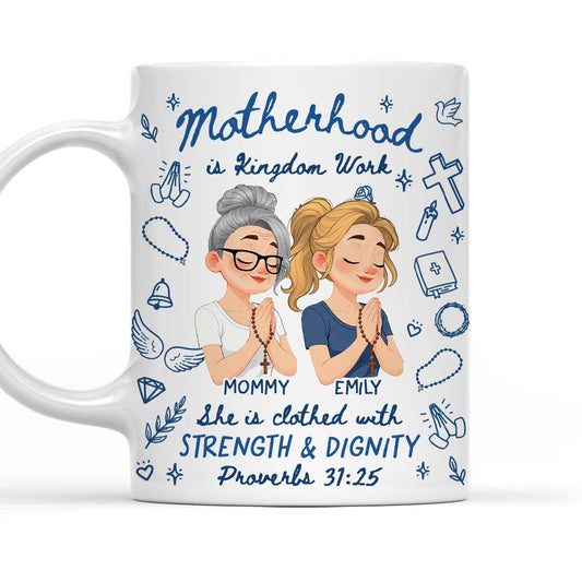 Strength And Dignity Define Her - Personalized Custom Coffee Mug