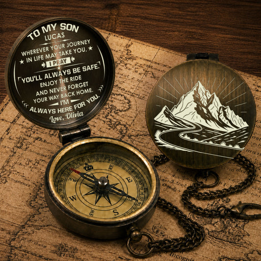 Enjoy The Ride My Son - Personalized Custom Engraved Pocket Compass