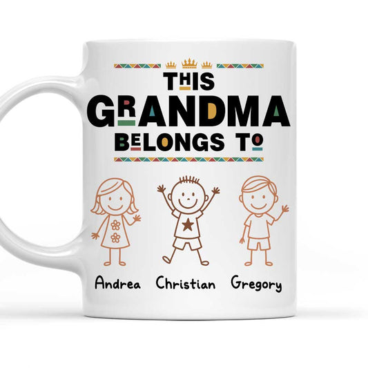 Black Dad Grandpa Belongs To - Personalized Custom Coffee Mug