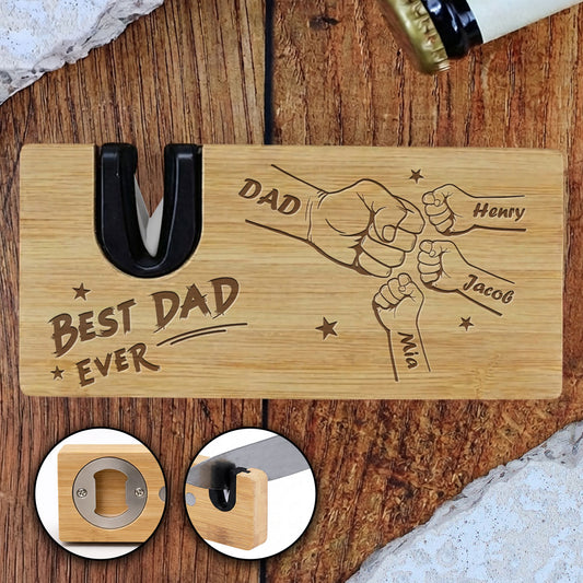 Best Dad Ever - Personalized Custom Engraved Opener Sharpener Stowel