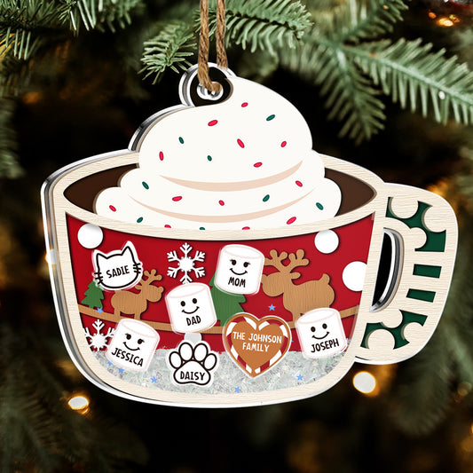 Family Merry Christmas - Personalized Custom Acrylic Shaker Ornament