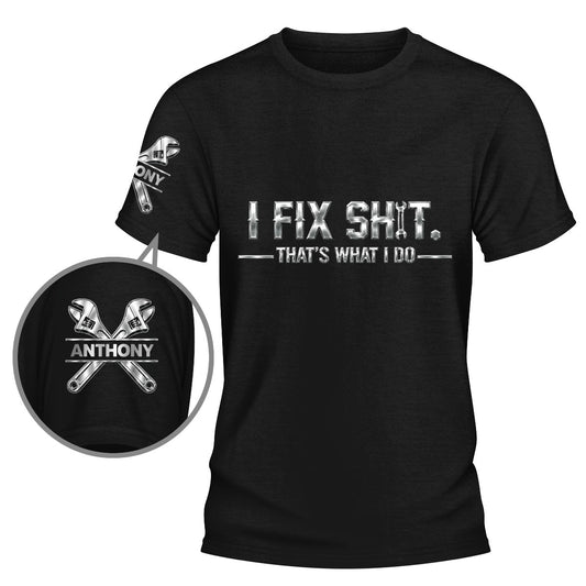 Born To Fix Mechanic - Personalized Custom Shirt With Design On Sleeve