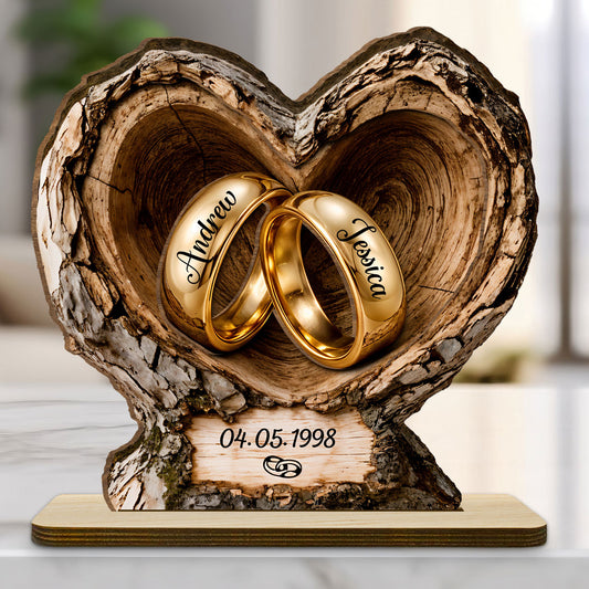 Forever In My Heart - Personalized Custom 2-Layer Wood Plaque With Flat Base