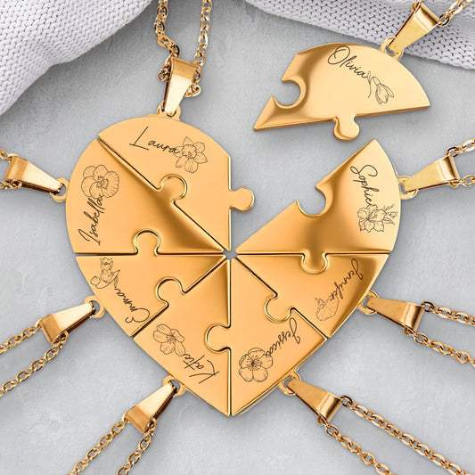 Friends Forever - Personalized Custom Heart Puzzle Necklace