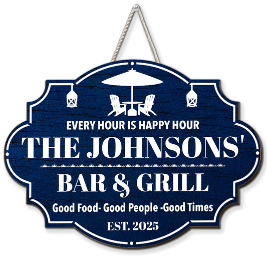 Happy Hour - Personalized Wood Sign