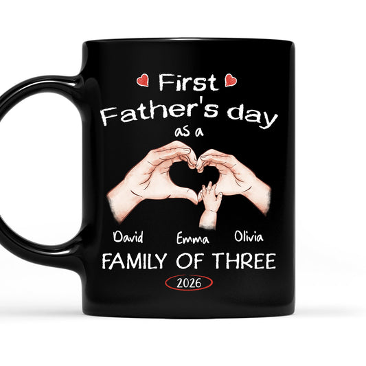 As A Family Of Three Fathers Day - Personalized Custom Coffee Mug