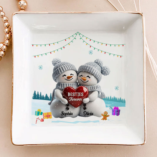 Christmas Snowman - Personalized Custom Jewelry Dish