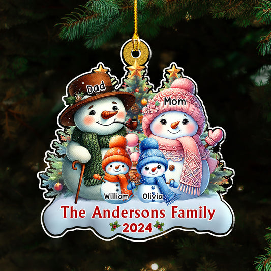 Snowman Family Version 2 - Personalized Custom Acrylic Ornament