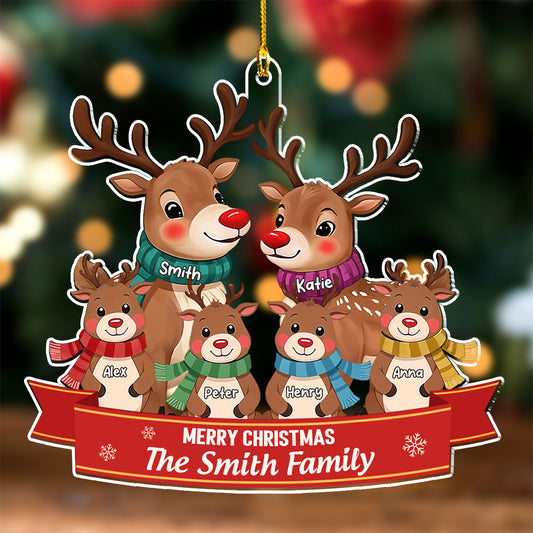 Reindeer Family - Personalized Custom Acrylic Ornament