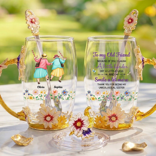 Cry A Little Less And Smile More - Personalized Custom 14OZ Flower Tea Cup