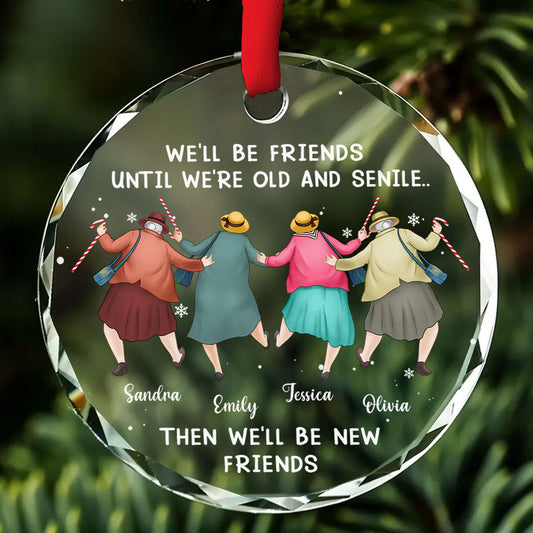 Custom Friendship Christmas Ornament, Best Friend Gift •  Friendship Never Gets Too Old - Personalized Glass Ornament