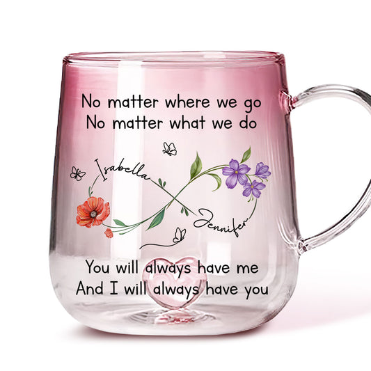 Bestie Always Beside You - Personalized Pink Gradient Glass Mug
