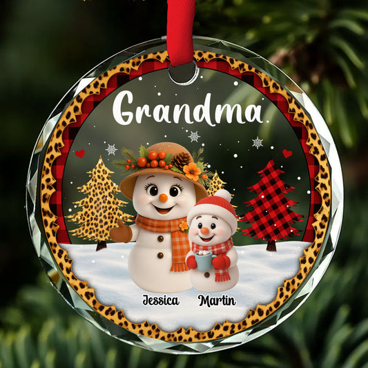 Grandma Hug Kid - Personalized Custom Glass Ornament