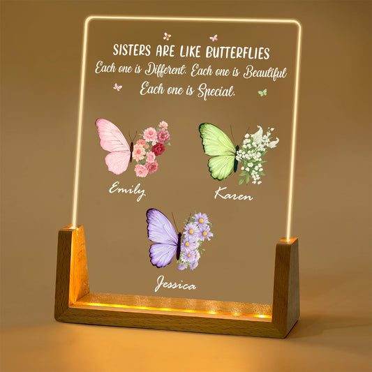 Sisters Bloom In Different Ways - Personalized Custom Night Light