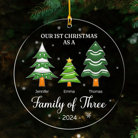 A Family Of Three - Personalized Custom 3D Inflated Effect Acrylic Ornament