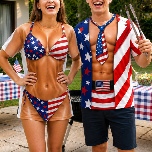 Independence Day Couple - Personalized Custom All-over-print T-shirt