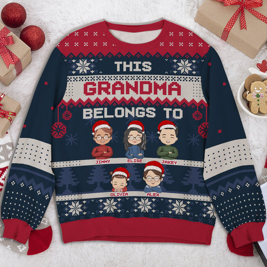 This Grandma Belongs To - Personalized Custom All-Over-Print Sweatshirt