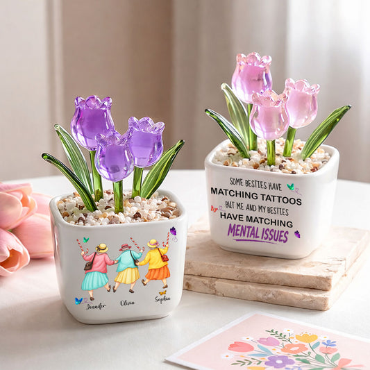 Matching Besties - Personalized Custom Glass Everlasting Tulips