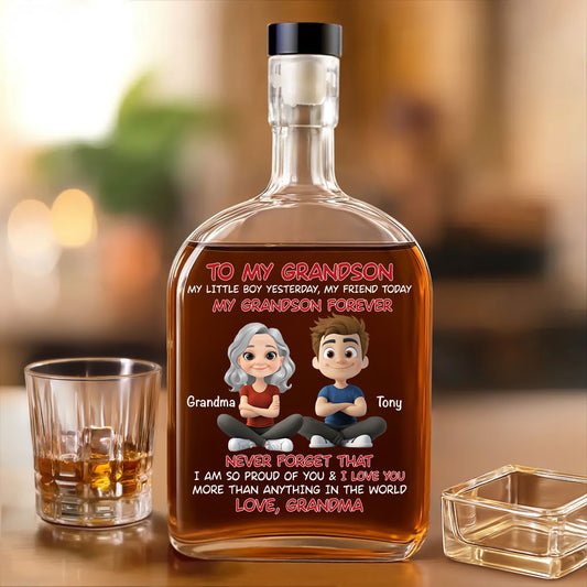 Grandma And Grandson Forever - Personalized Spirits Decanter