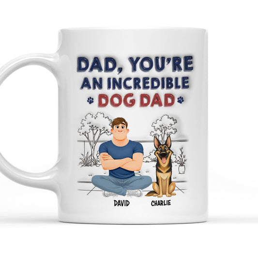 Stylized Incredible Dog Dad - Personalized Custom 3D Inflated Effect Coffee Mug
