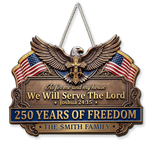 Our Home Serves The Lord - Personalized Custom Wood Sign