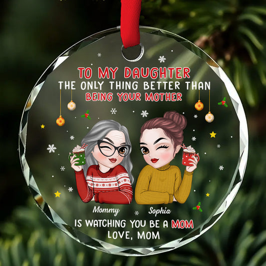 Watching You Be A Mother - Personalized Custom Glass Ornament