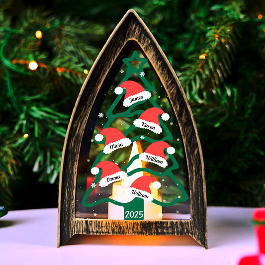 Family Christmas Tree - Personalized Custom Table Lantern