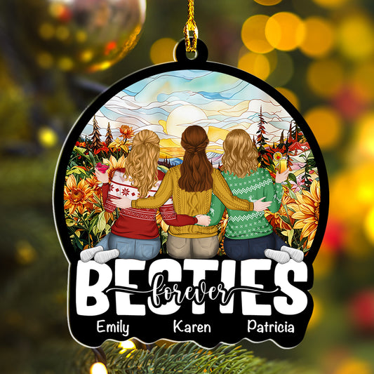 Besties Sitting Together - Personalized Custom Acrylic Ornament