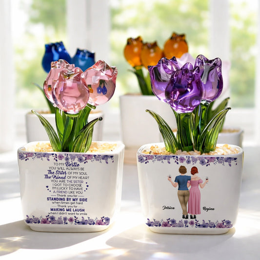 Sister Of My Soul - Personalized Custom Glass Everlasting Tulips