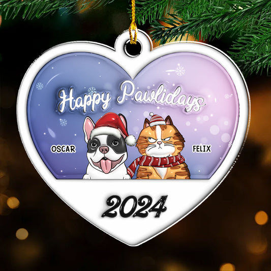 Happy Pawlidays 2024 - Personalized Custom 3D Inflated Effect Acrylic Ornament