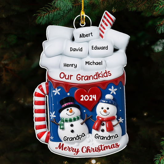 Snowman Grandma And Grandpa - Personalized Custom Acrylic Ornament