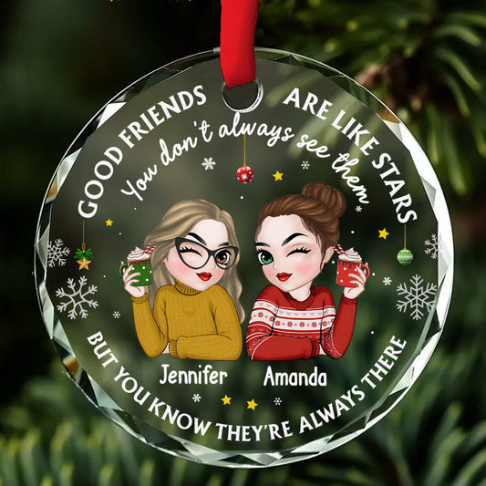 Friend Are My Star - Personalized Custom Glass Ornament