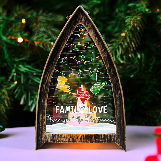 Family Love Knows No Distance - Personalized Custom Table Lantern
