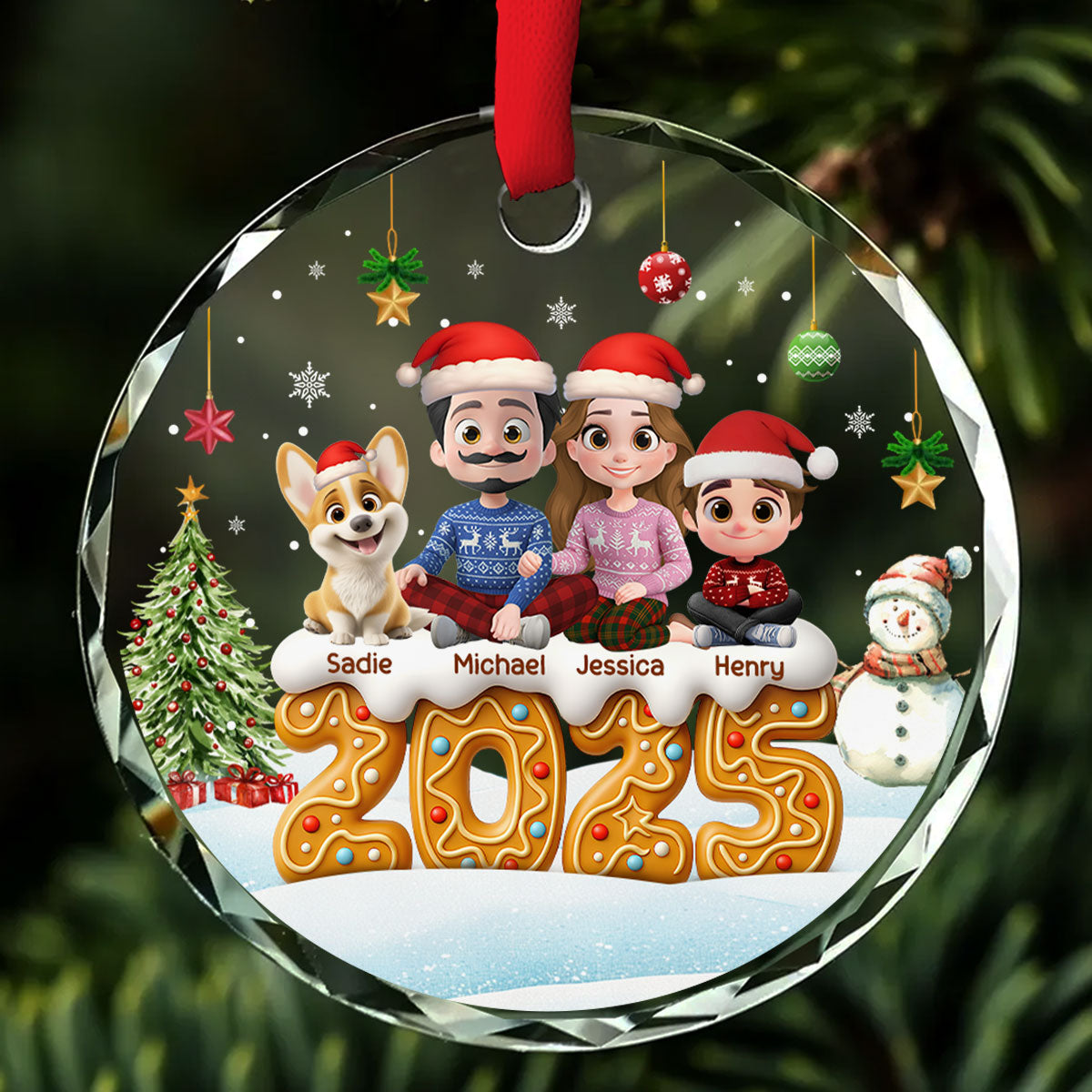 Family Of This Year - Personalized Custom Glass Ornament – Wrappiness Gifts
