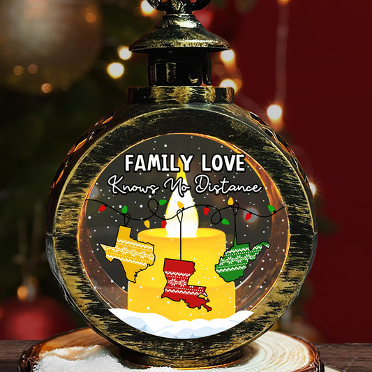 Family Love Knows No Distance - Personalized Custom Christmas Lantern