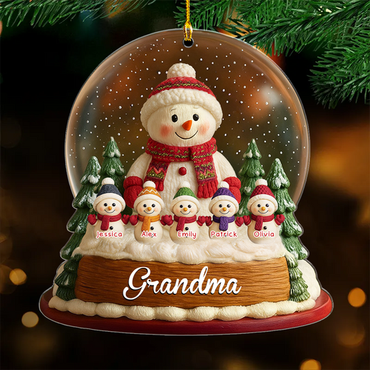 Snowman Grandkids - Personalized Custom Acrylic Ornament