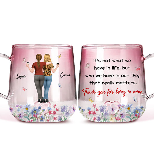 What Truly Matters - Personalized Custom Pink Gradient Glass Mug 