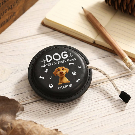 Dog Kisses - Personalized Custom Leather Tape Measure