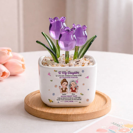 My Little Girl My Daughter - Personalized Custom Glass Everlasting Tulips