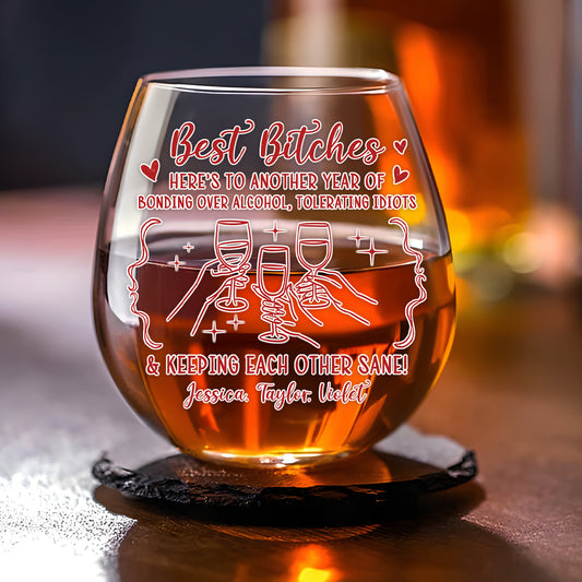 Drinks And Laughter - Personalized Custom Wine Glass