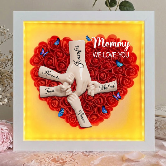 Mommy We Love You - Personalized Custom Flower Shadow Box With LED Light