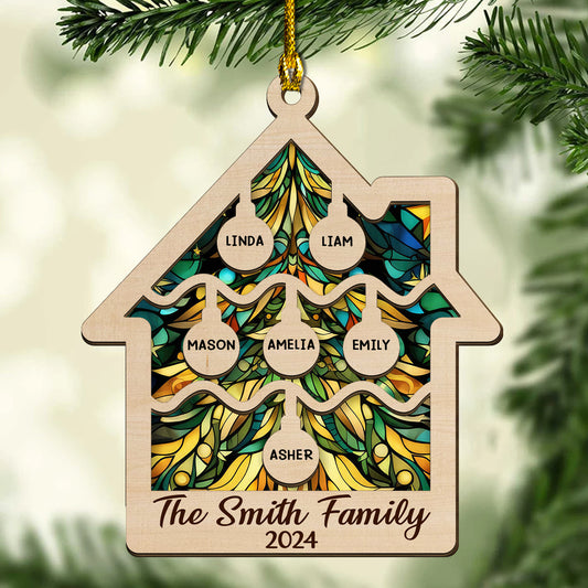 Tree Family Christmas - Personalized Custom 2-layered Wood Ornament