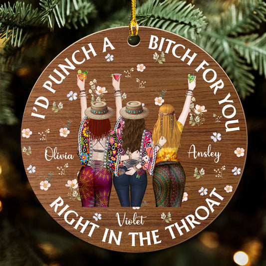 Punch Bitch Hippie Version - Personalized Custom Wood Ornament