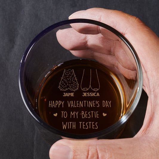 Bestie With Testes- Personalized Custom Engraved Whiskey Glass