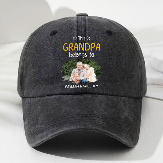 This Grandpa Makes Us Colorful Photo - Personalized Custom Vintage Washed Denim Cap