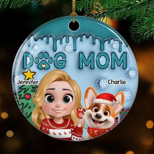 Me And Lovely Dog  - Personalized Custom 3D Inflated Effect Ceramic Ornament
