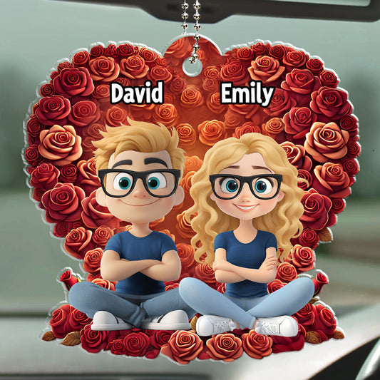 Loving Duo In Rose Heaven - Personalized Custom Car Ornament