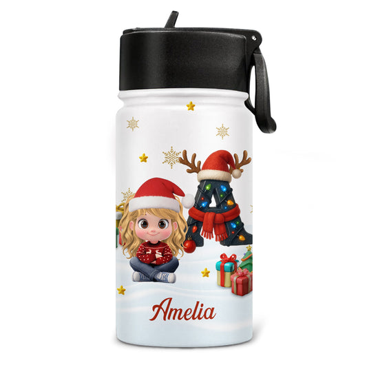 Kid Name Christmas Alphabet - Personalized Custom Kids Water Bottle