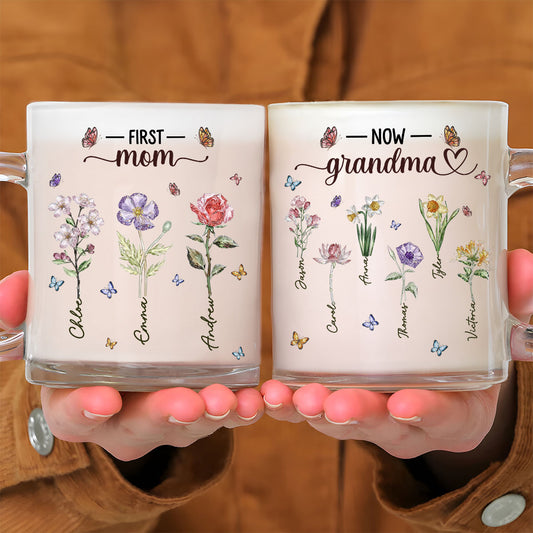 Grandma Glass Flower - Personalized Custom Glass Mug